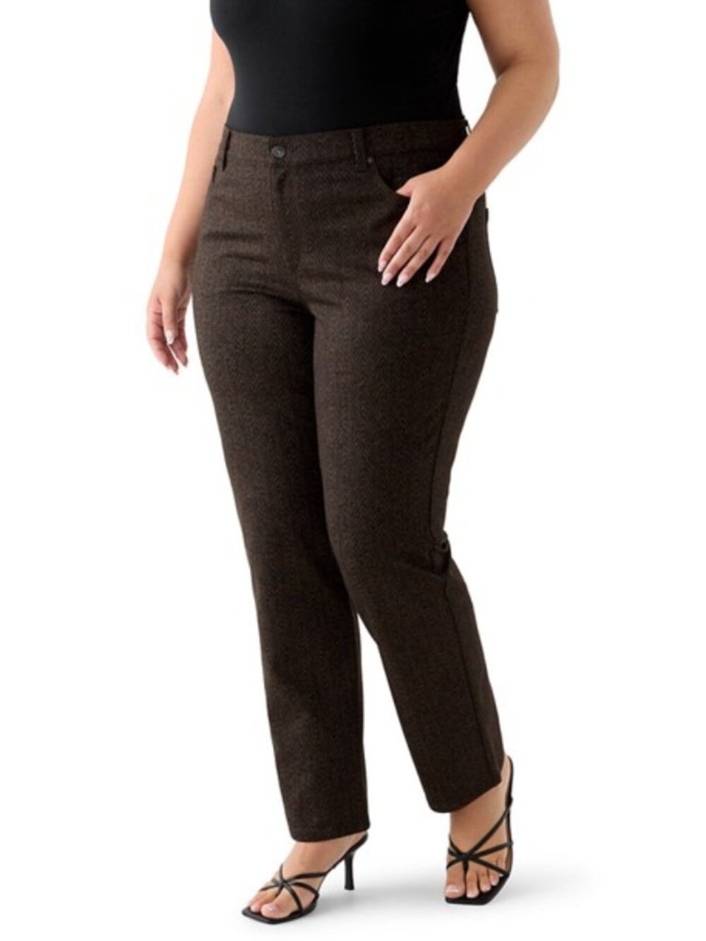 Women's Gloria Vanderbilt Amanda Ponte Pants, Size: 18, Coffee/Herringbone